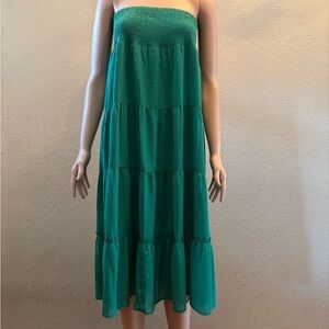 Zeagoo Strapless Green Tiered Dress